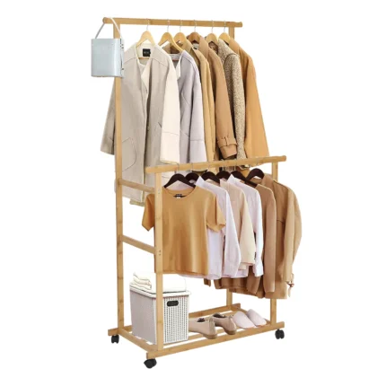 Bamboo Coat Clothes Hanging Rack